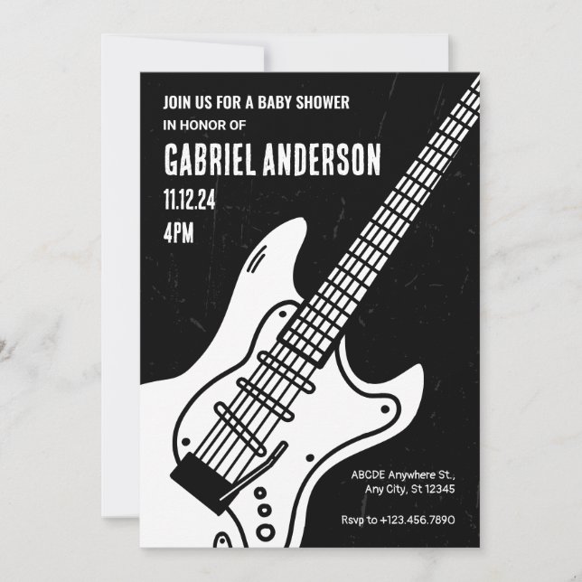 Rock guitar BABY SHOWER Invitation (Front)