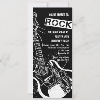 Rock Guitar Black Invitation