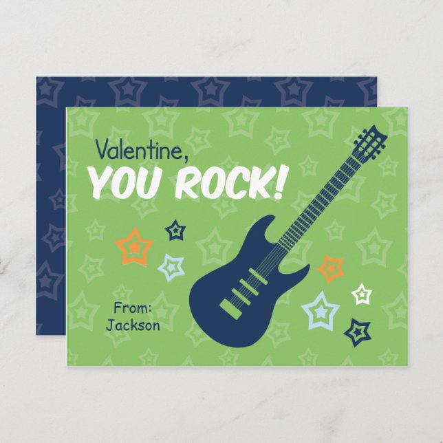 Rock Guitar Class Valentines Holiday Postcard (Front/Back)