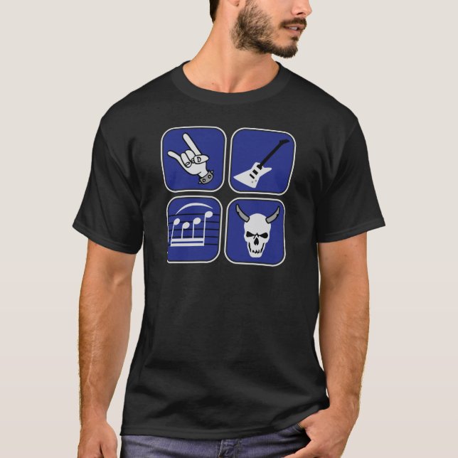 rock guitar devil skull notes T-Shirt (Front)
