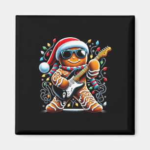 Rock Guitar Gingerbread Playing Guitar -funny Chri Magnet