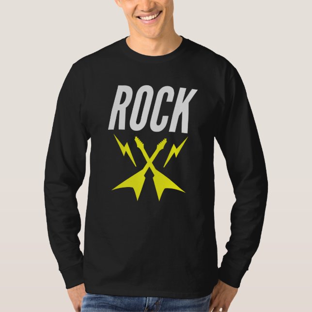Rock Guitar Lightning Bolts To Rock On T-Shirt (Front)