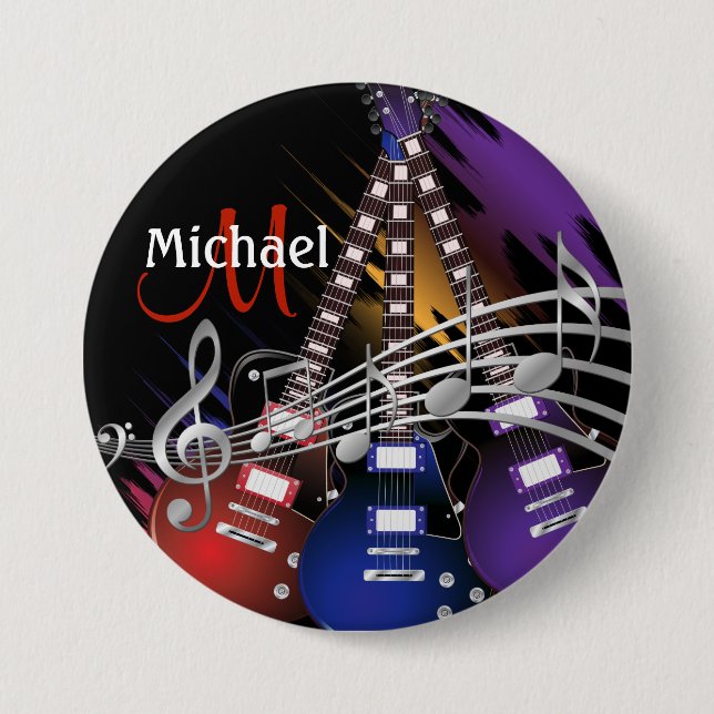 Rock Guitar Music Button (Front)