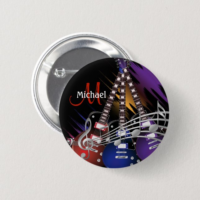 Rock Guitar Music Button (Front & Back)