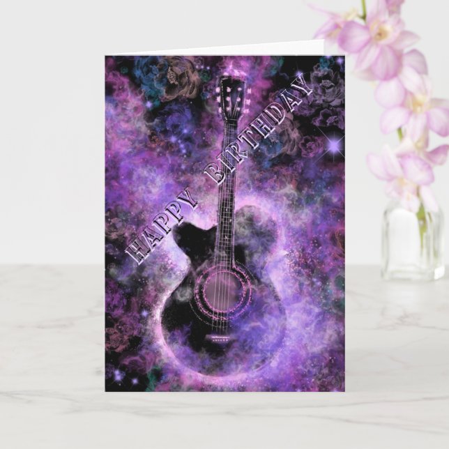 Rock Guitar Musical Birthday Card (Orchid)