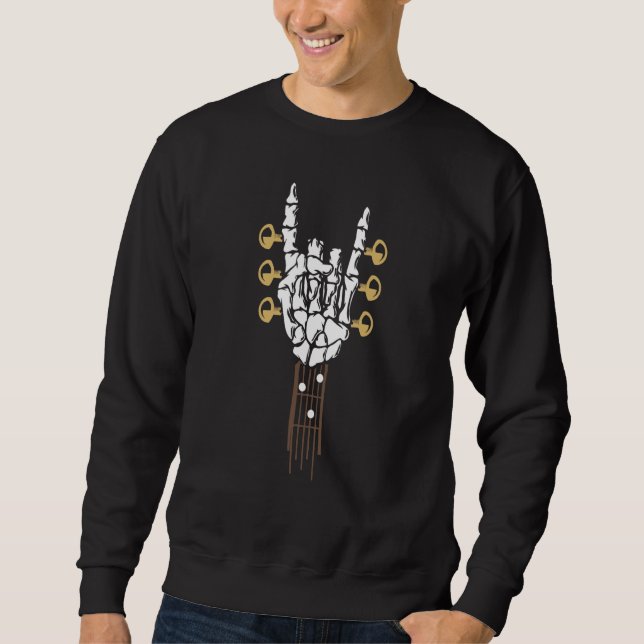 Rock Guitar Neck Skeleton Hand Gothic Guitarist Ac Sweatshirt (Front)