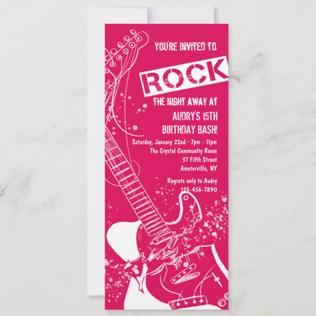 Rock Guitar Red Invitation (Front)