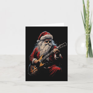Rock Guitar Santa Claus Playing Guitar - Funny Chr Card