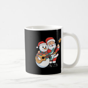 Rock Guitar Snowman And Santa Claus Playing Guitar Coffee Mug