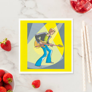 Rock Guitarist 70s Style Musician Napkin