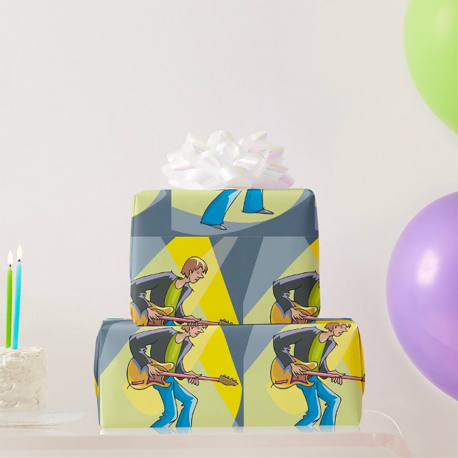 Rock Guitarist 70s Style Musician Wrapping Paper (Creator Uploaded)