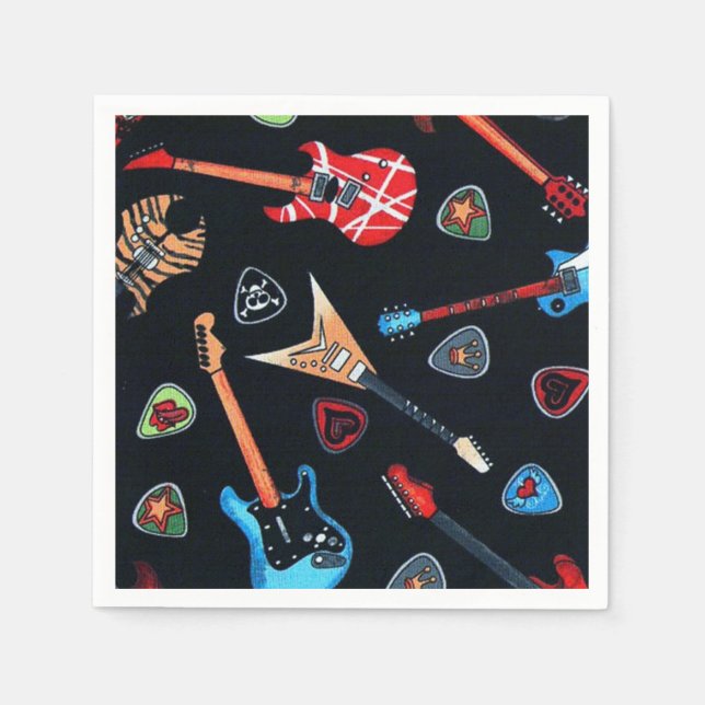 Rock Guitars Pattern Paper Napkins (Front)