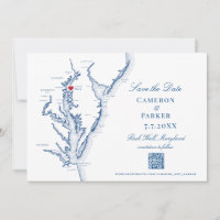 Rock Hall Maryland Wedding Elegant Navy QR code