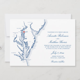 Rock Hall MD all-in-one QR code RSVP Wedding Invitation