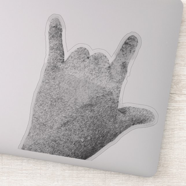 Rock hand drawn black and white sticker (Detail)