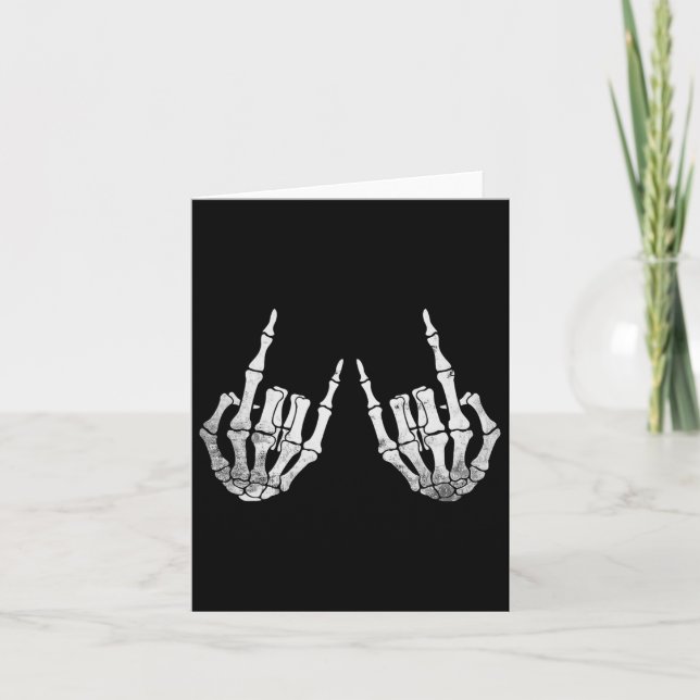 Rock Hand Lazy Halloween Costume Cool Bones  Card (Front)