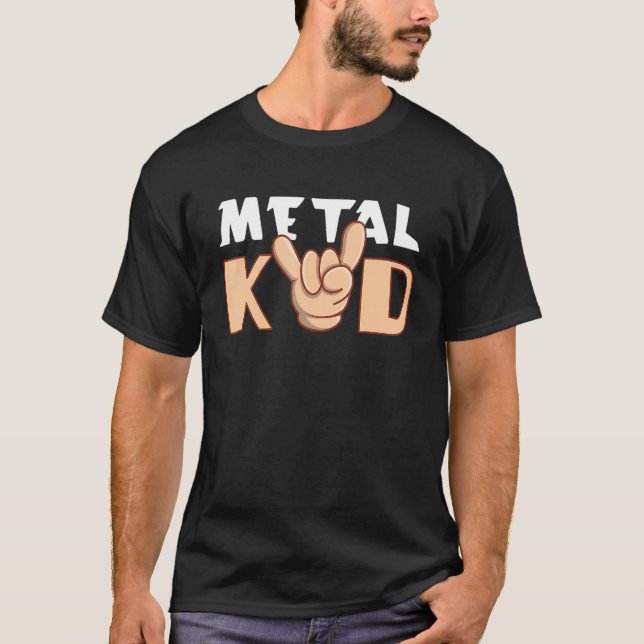 Rock Hand Metal Sign Metal Kids Rock Music Lover R T-Shirt (Front)