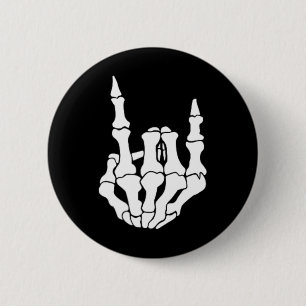 Rock Hand Skeleton Vintage Rocker Sign Halloween P 6 Cm Round Badge