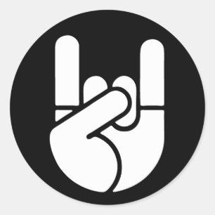 Rock Hand Stencil Classic Round Sticker