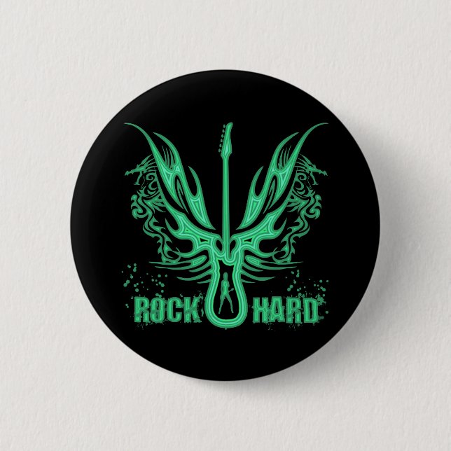 ROCK HARD 6 CM ROUND BADGE (Front)