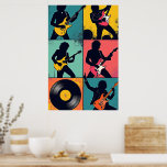 Rock Icon Pop Art Poster – Bold 6-Panel Grid<br><div class="desc">Turn up the volume on your space with this striking pop art tribute to rock culture, where bold colour and iconic imagery come together in a powerful visual anthem. Featuring a dynamic grid layout, this artwork showcases stylised illustrations of rock’s most timeless symbols — electric guitars, vinyl records, leather jackets,...</div>