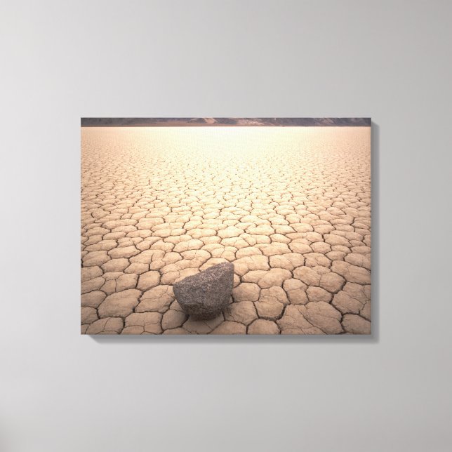 Rock in Dry Cracked Desert Landscape Canvas Print (Front)