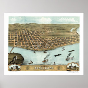 Rock Island, IL Panoramic Map - 1869 Poster