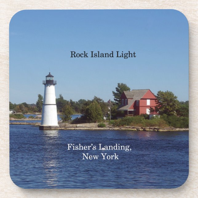 Rock Island Light set of 6 hard plastic coasters (Front)