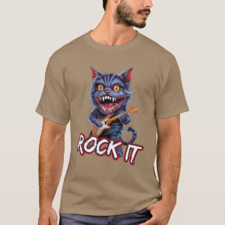 Rock It Cat Musician with Electric Guitar gift T-Shirt