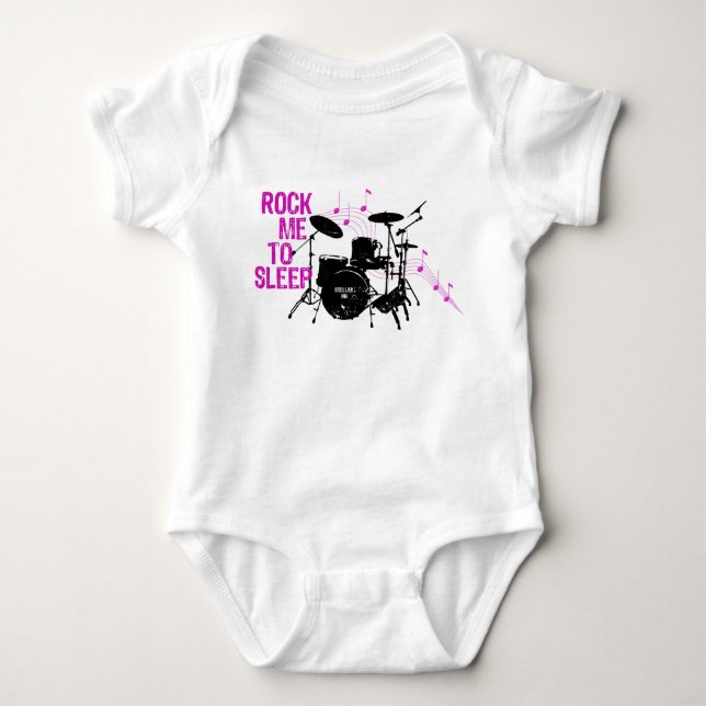 Rock Me To Sleep Drums Baby Bodysuit (Front)
