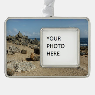 Rock Monuments on Aruban Coast Silver Plated Framed Ornament