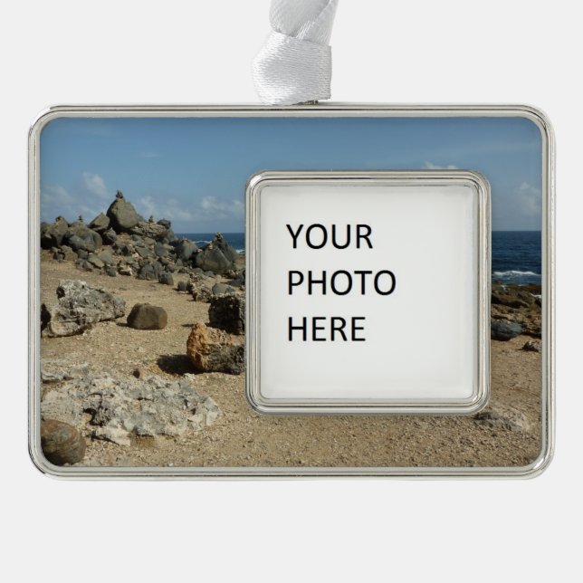 Rock Monuments on Aruban Coast Silver Plated Framed Ornament (Front)