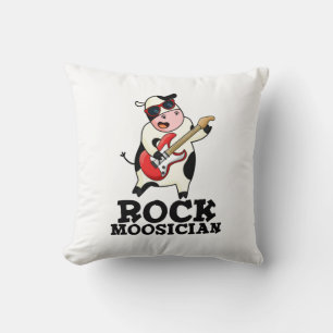 Rock Moosician Funny Cow Musician Pun  Cushion