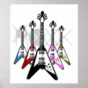 Rock multi color guitars poster