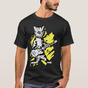 Rock Music Cool Cat With Sunglasses Playing Guitar T-Shirt