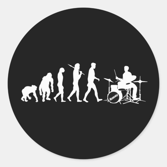Rock Music Drummer and Jazz Dubstep Drums Classic Round Sticker (Front)