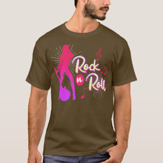 Rock music guitarist guitars saying Rock and Roll  T-Shirt