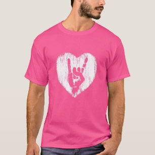 Rock Music Heart Rock On Hand Horns T-Shirt