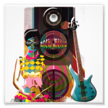 Rock Music illustrations with guitar & Speaker