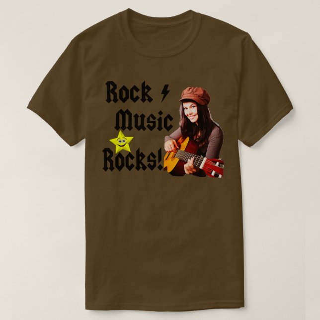 Rock Music Rocks Corny Classic Rock Guitar T-Shirt (Design Front)