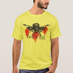 Rock music skull and guitars graphic art t-shirt