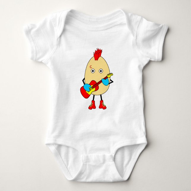 Rock Musician Egghead Baby Bodysuit (Front)