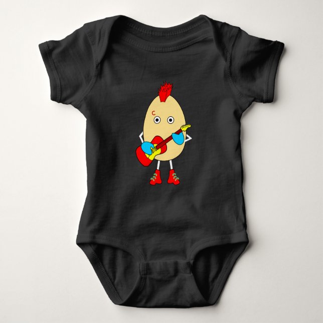 Rock Musician Egghead Baby Bodysuit (Front)