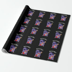 Rock N Mole Funny Animal Pun Dark BG Wrapping Paper