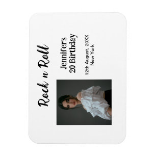 Rock n roll 20th birthday girl photo elegant moder magnet