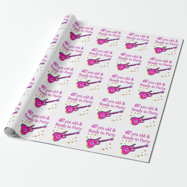 ROCK N ROLL 40TH WRAPPING PAPER (Unrolled)