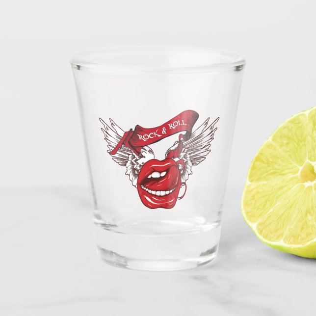 Rock n Roll Angel Lips Shot Glass (Front)
