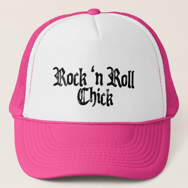 rock n roll chick trucker hat (Front)