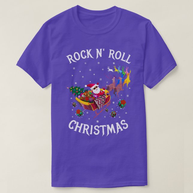 ROCK N ROLL CHRISTMAS Black  T-Shirt (Design Front)