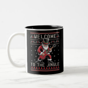 Rock n Roll Christmas Rocker Santa Ugly Christmas  Two-Tone Coffee Mug
